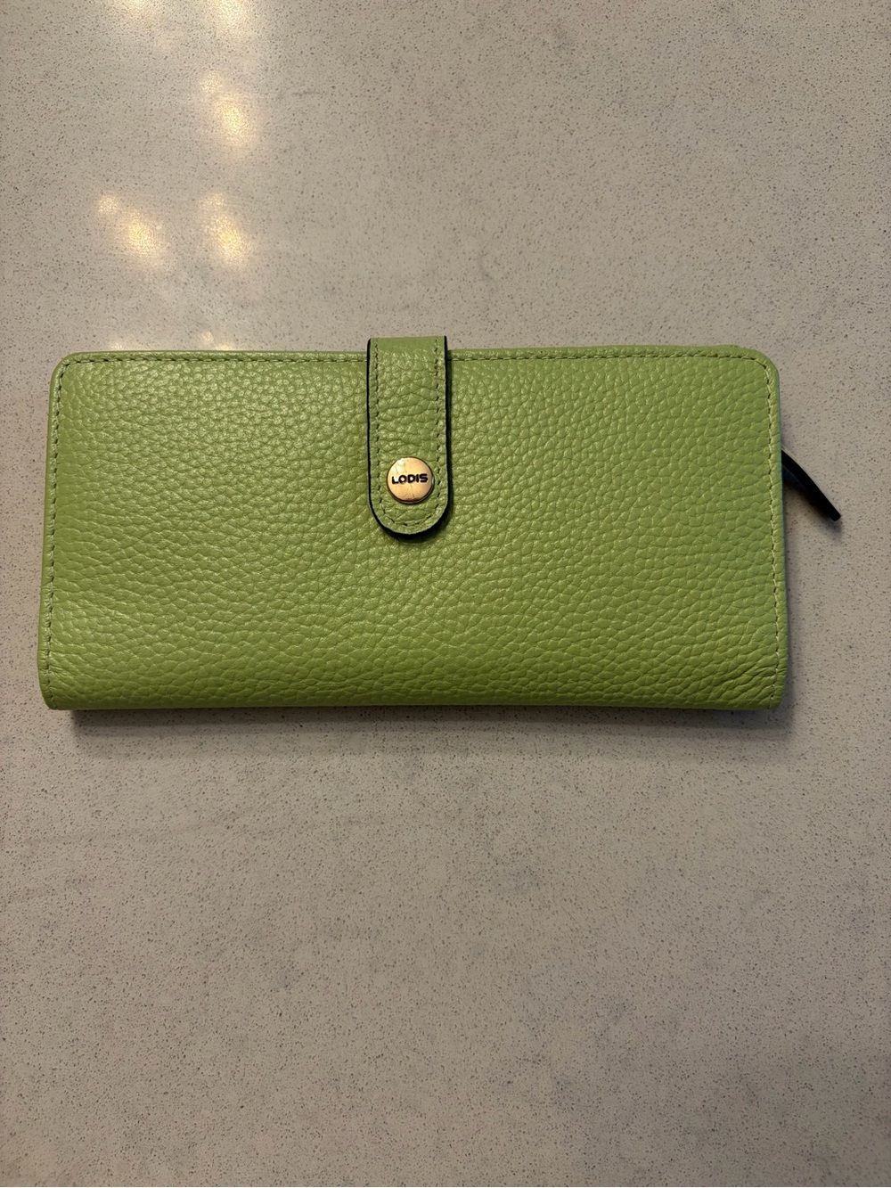 Lodis Lime Green Pebbled Leather Snap Wallet